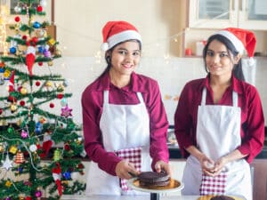 friends baking cake